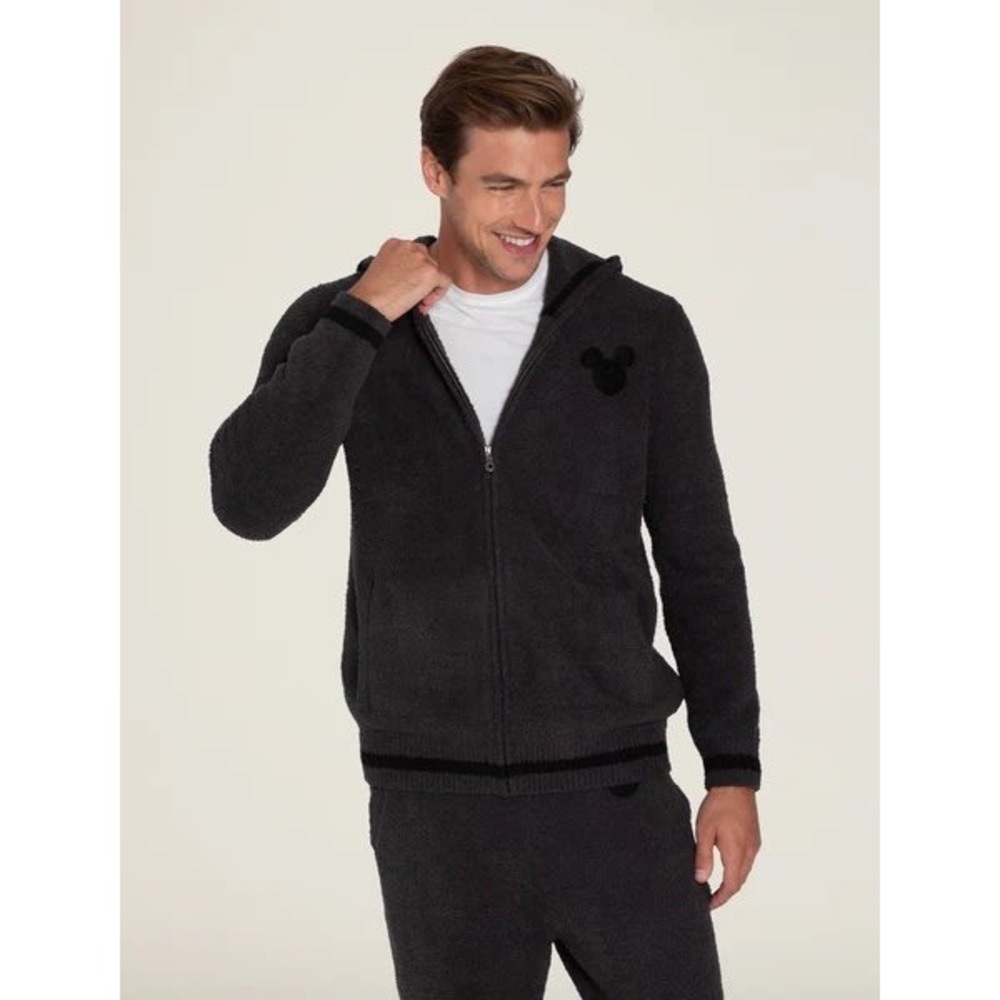 Barefoot Dreams CozyChic Disney Mickey Mouse Zip Up Hoodie XL Men's Grey Jacket
